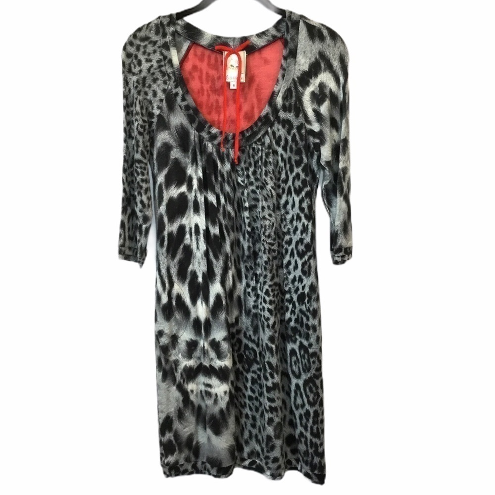 Yoana Baraschi Gray Leopard Print Dress Small